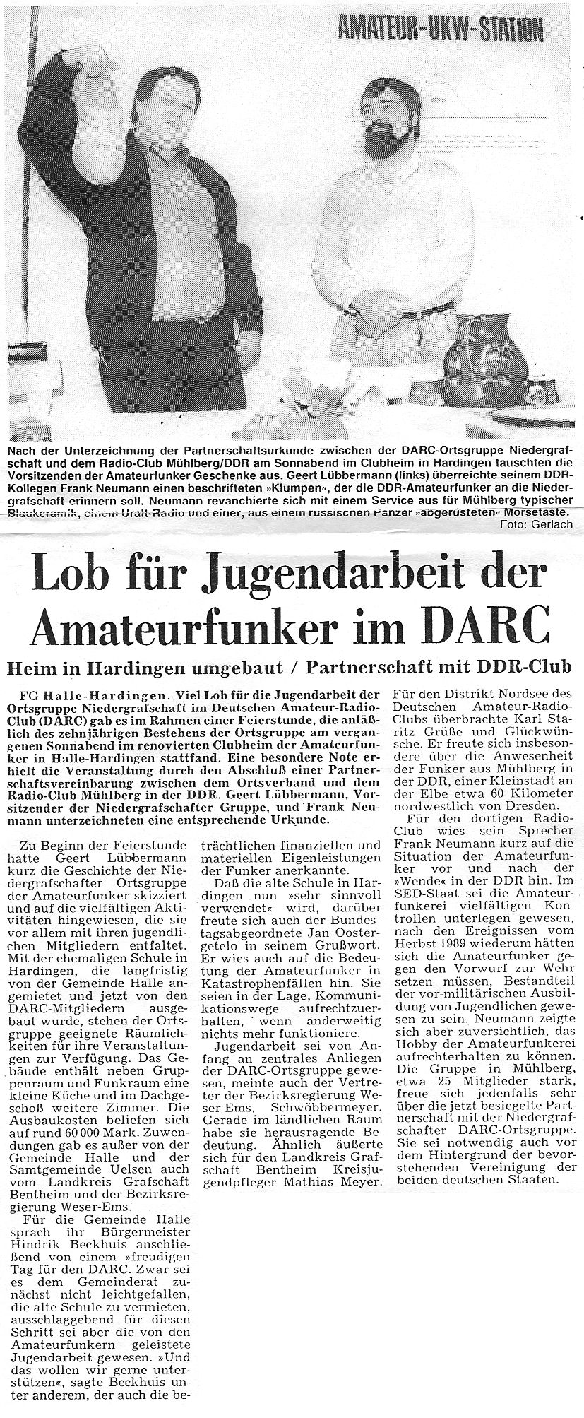 Zeitungsartikel vom 03.09.1990