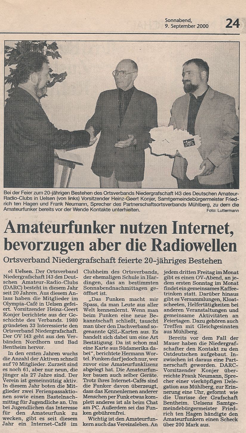 Zeitungsartikel vom 9. September 2000